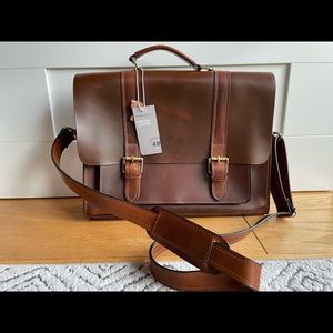 NWT-Genuine leather briefcase with shoulder strap